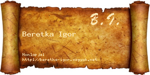 Beretka Igor névjegykártya